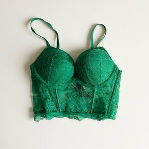 NWT Victoria’s Secret 34A Bombshell add 2 cups extra pushup green lace bra